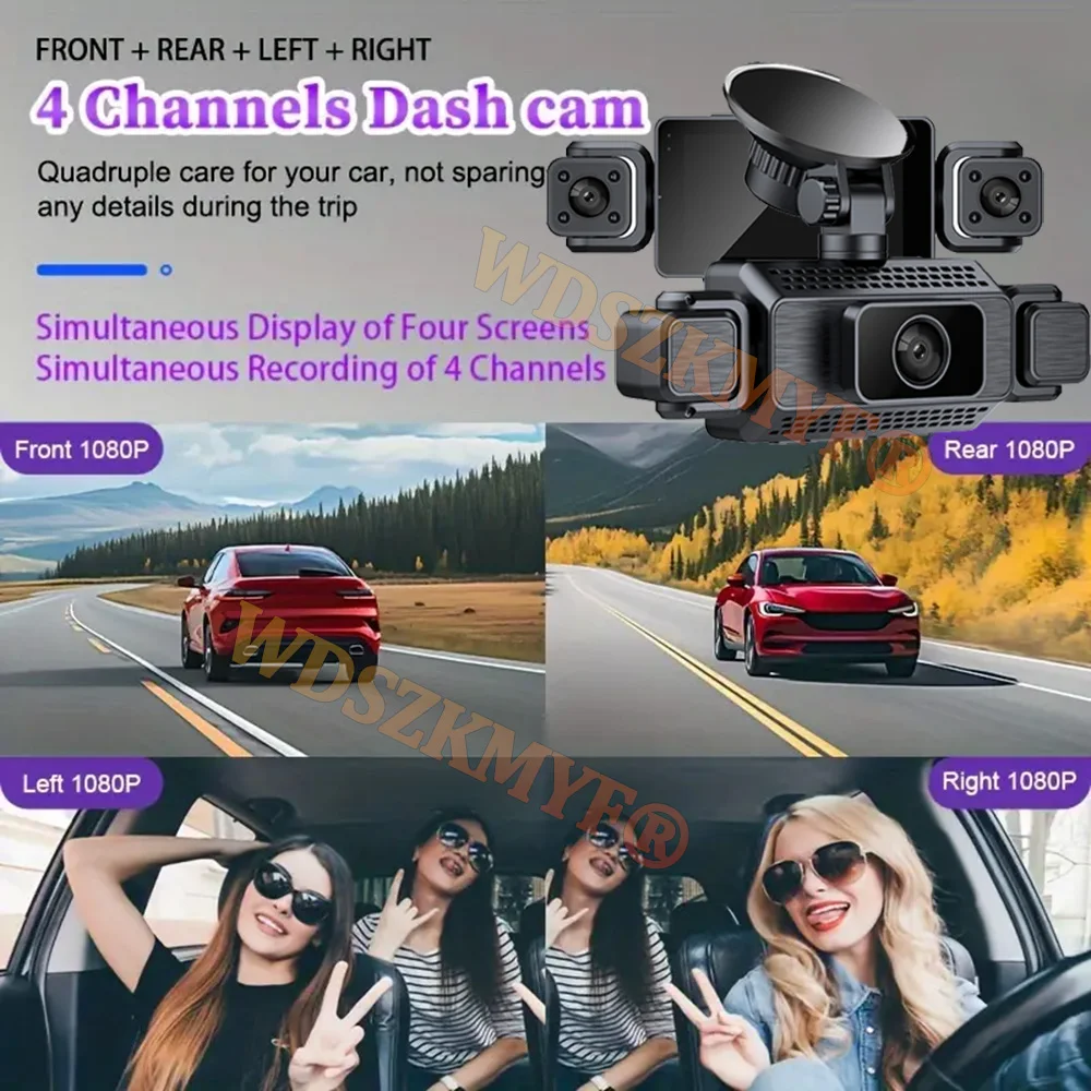 WIFI 360° DashCam 3/4 Channels Video Recorder 1080P Car DVR 24H Parking Monitor Front Right Rear View Night Vision Black Box - Image 13