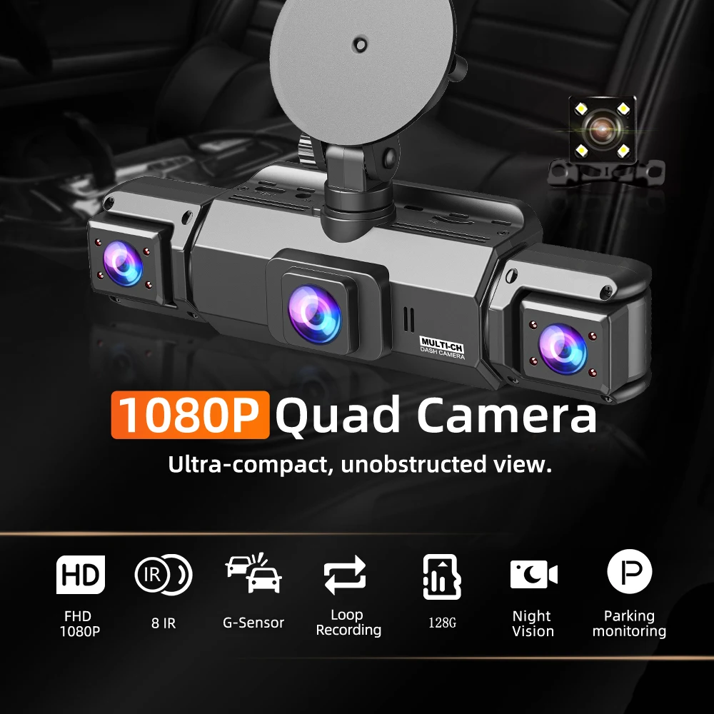 Dashcam for cars 4 Channel Black Box WiFi Driving Camera FHD 1080P Night Vision Loop Recording add Hardwire kit car accessories - Image 9