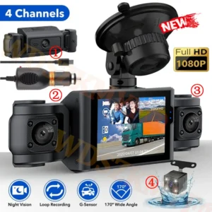 4camera WIFI Car DVR Video Recorder 360° Dash Cam Car DVR Night Vision Front left right With Rear View camera Car Assecories