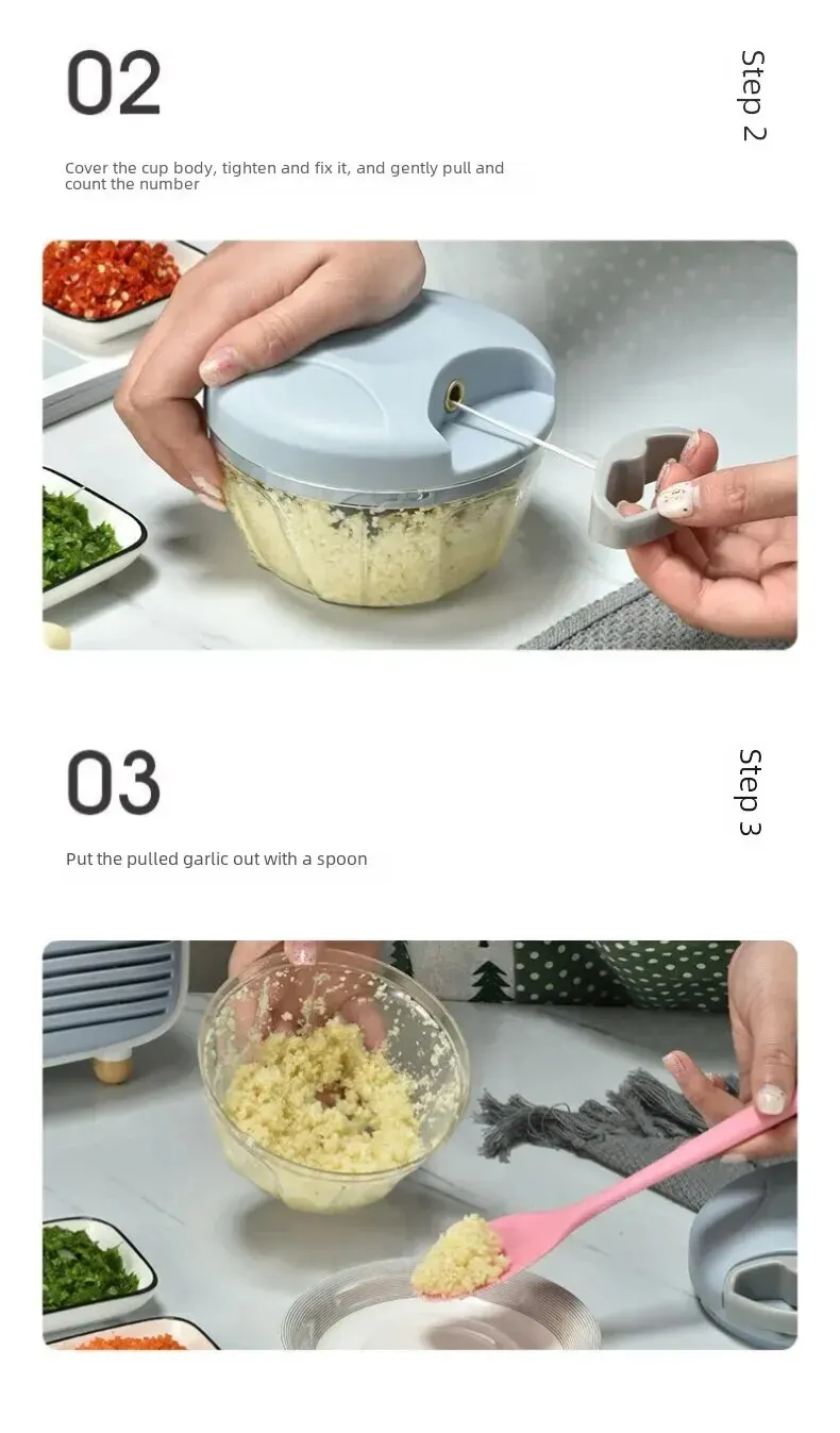 Home Kitchen Manual Ginger Grinder Garlic Mud Splasher Multifunctional Vegetable Cutter Handheld Meat Grinder Modern Minimalist - Image 21