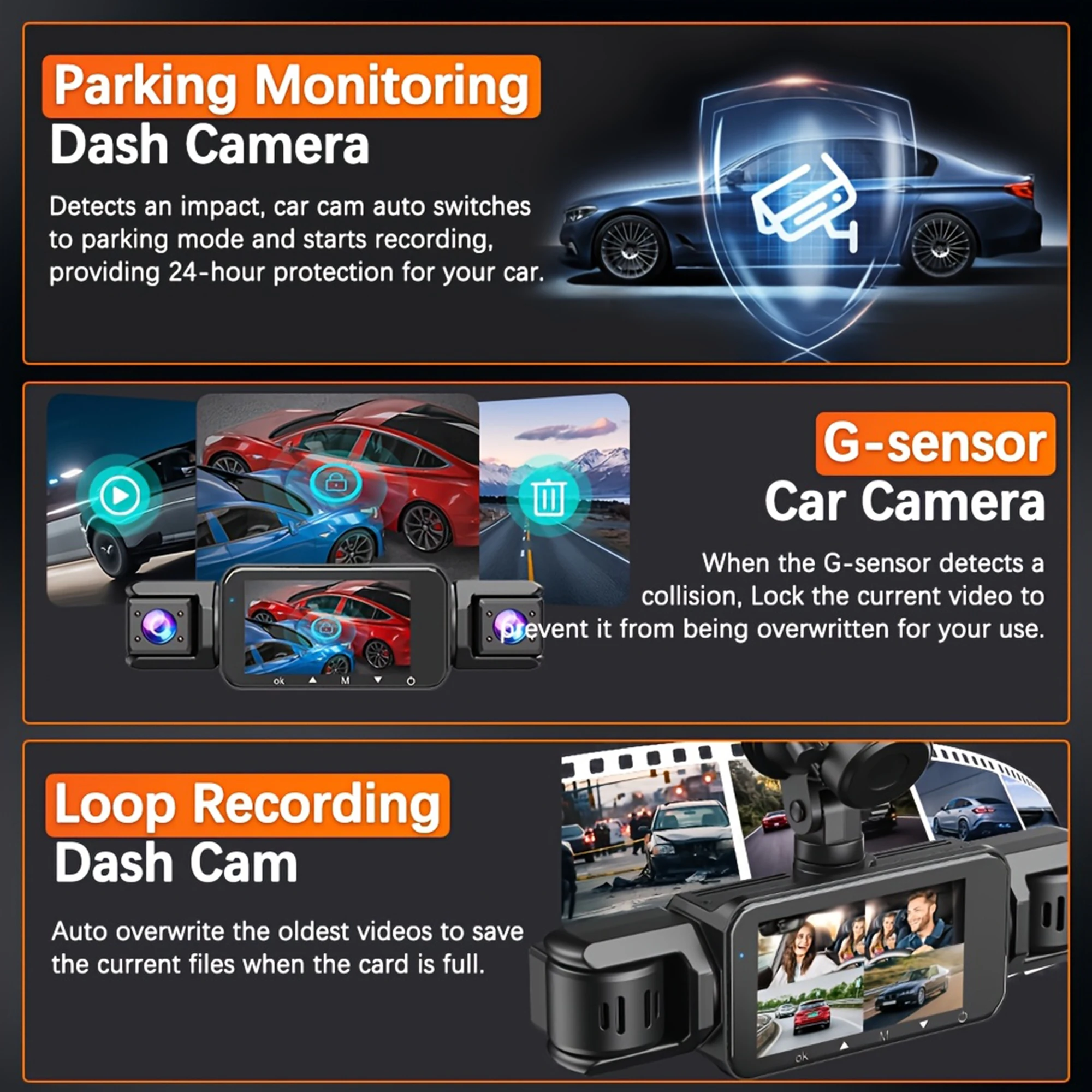 Dashcam for cars 4 Channel Black Box WiFi Driving Camera FHD 1080P Night Vision Loop Recording add Hardwire kit car accessories - Image 6