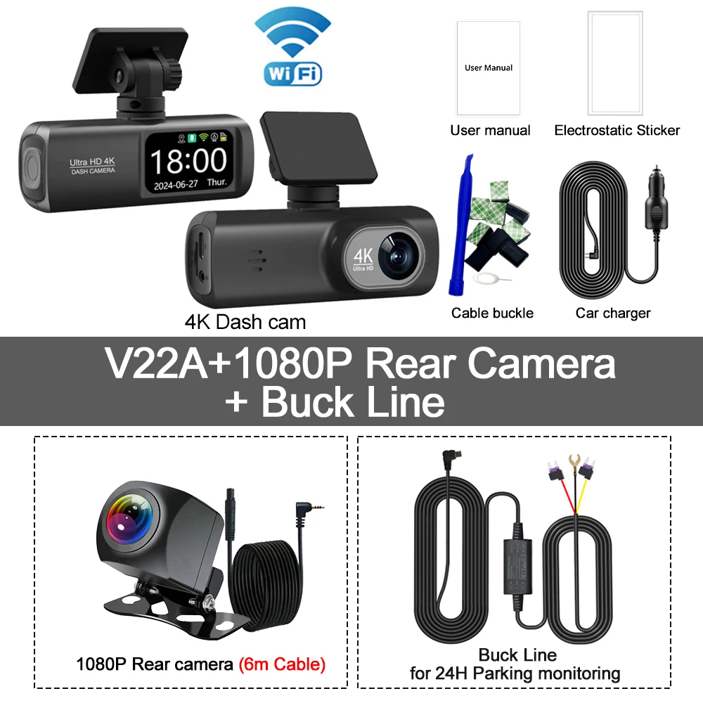 Soam Dash Cam 4K+1080P Dual-channel Dash Car Camera Recorder With GPS WiFi Car DVR 24H Parking Monitor Black Box - Image 10