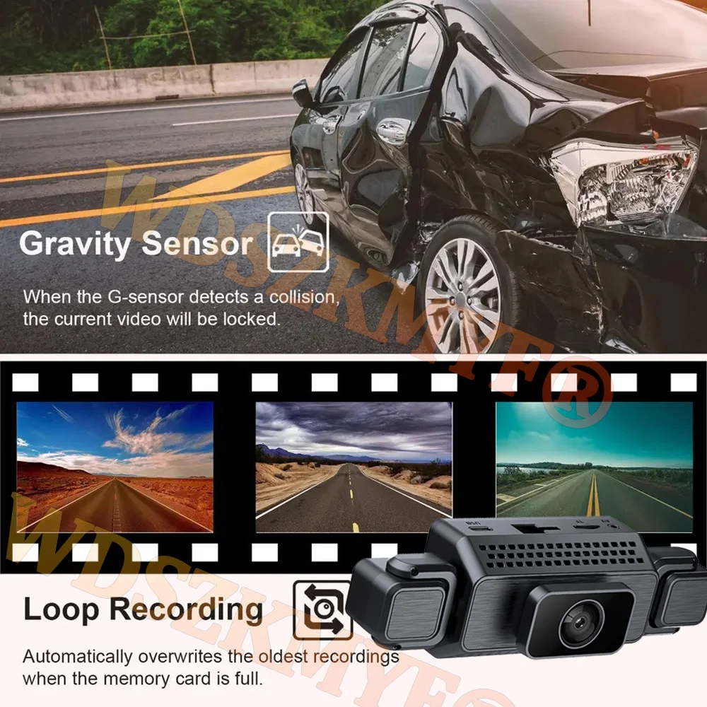 WIFI 360° DashCam 3/4 Channels Video Recorder 1080P Car DVR 24H Parking Monitor Front Right Rear View Night Vision Black Box - Image 25