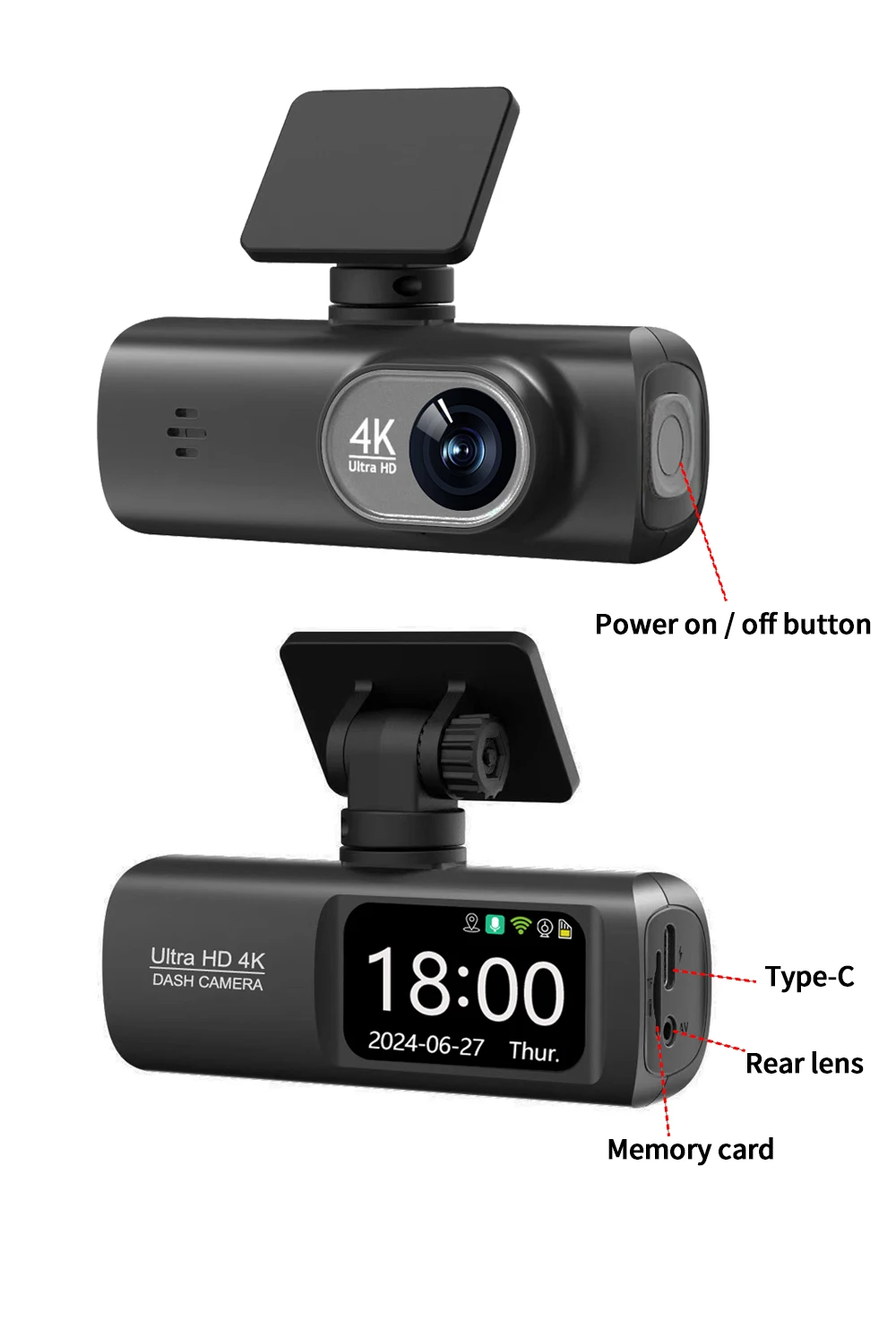Soam Dash Cam 4K+1080P Dual-channel Dash Car Camera Recorder With GPS WiFi Car DVR 24H Parking Monitor Black Box - Image 26