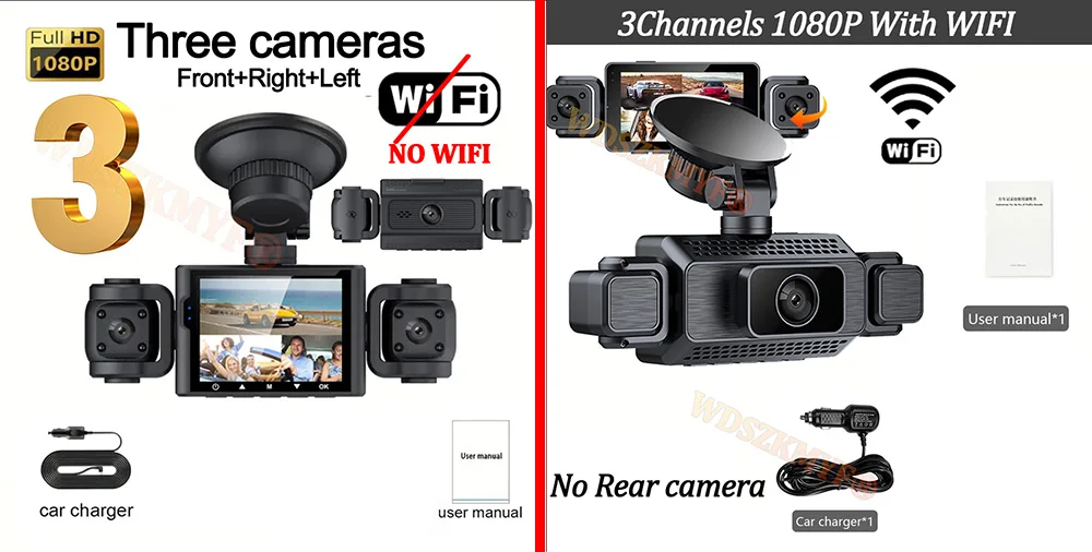 WIFI 360° DashCam 3/4 Channels Video Recorder 1080P Car DVR 24H Parking Monitor Front Right Rear View Night Vision Black Box - Image 11