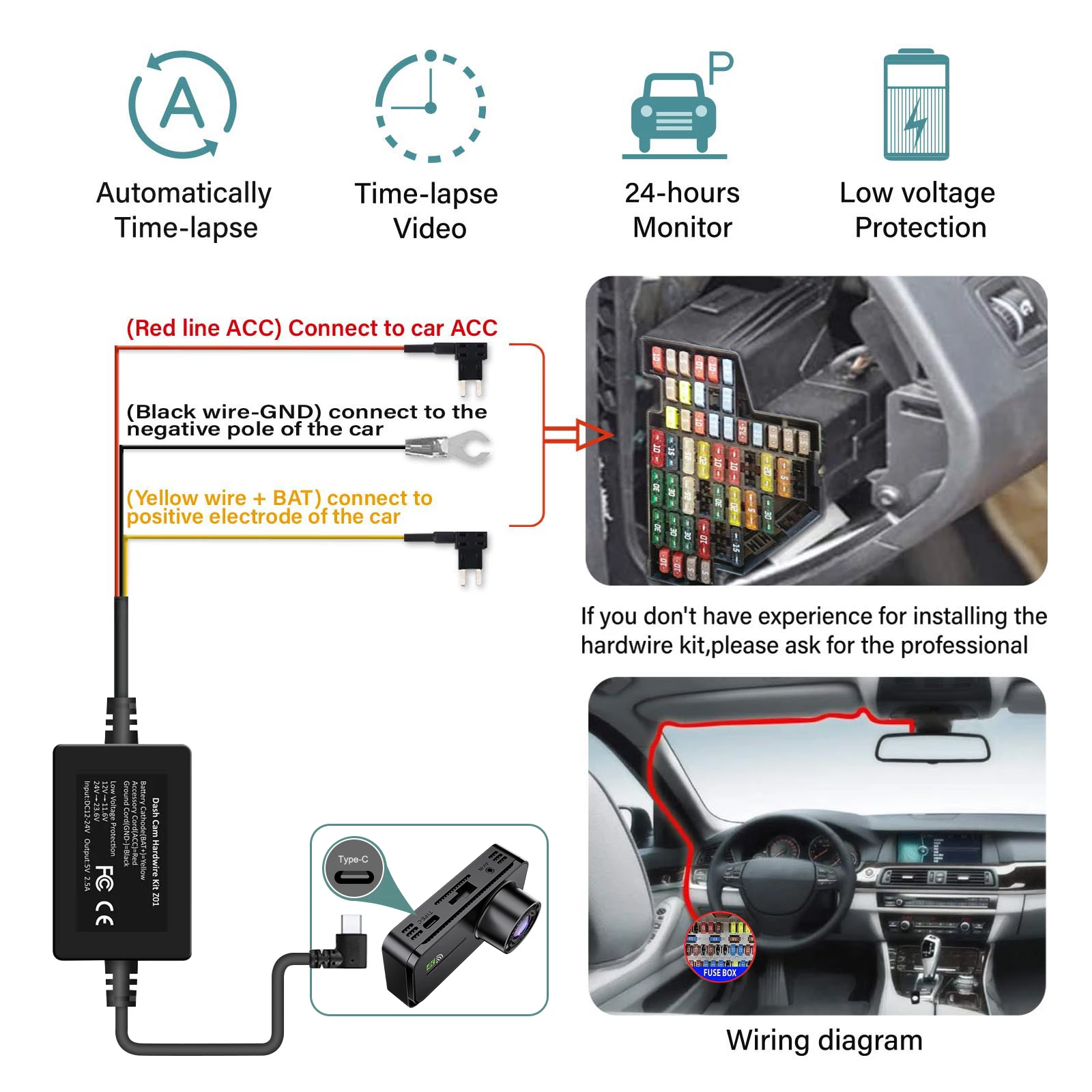 Dashcam for cars 4 Channel Black Box WiFi Driving Camera FHD 1080P Night Vision Loop Recording add Hardwire kit car accessories - Image 33