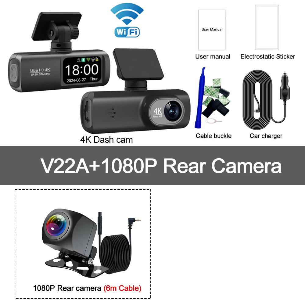 Soam Dash Cam 4K+1080P Dual-channel Dash Car Camera Recorder With GPS WiFi Car DVR 24H Parking Monitor Black Box - Image 13