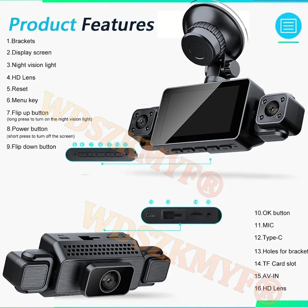 WIFI 360° DashCam 3/4 Channels Video Recorder 1080P Car DVR 24H Parking Monitor Front Right Rear View Night Vision Black Box - Image 26
