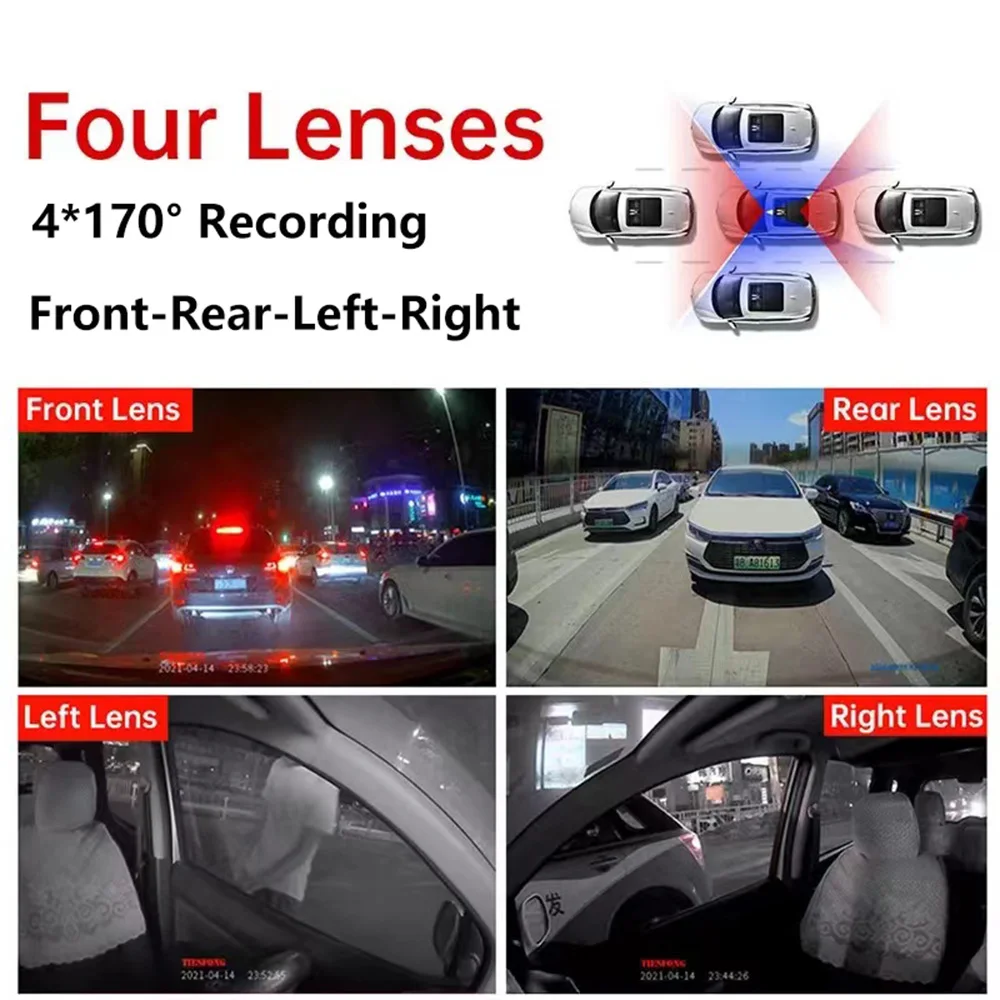 WIFI 360° DashCam 3/4 Channels Video Recorder 1080P Car DVR 24H Parking Monitor Front Right Rear View Night Vision Black Box - Image 19