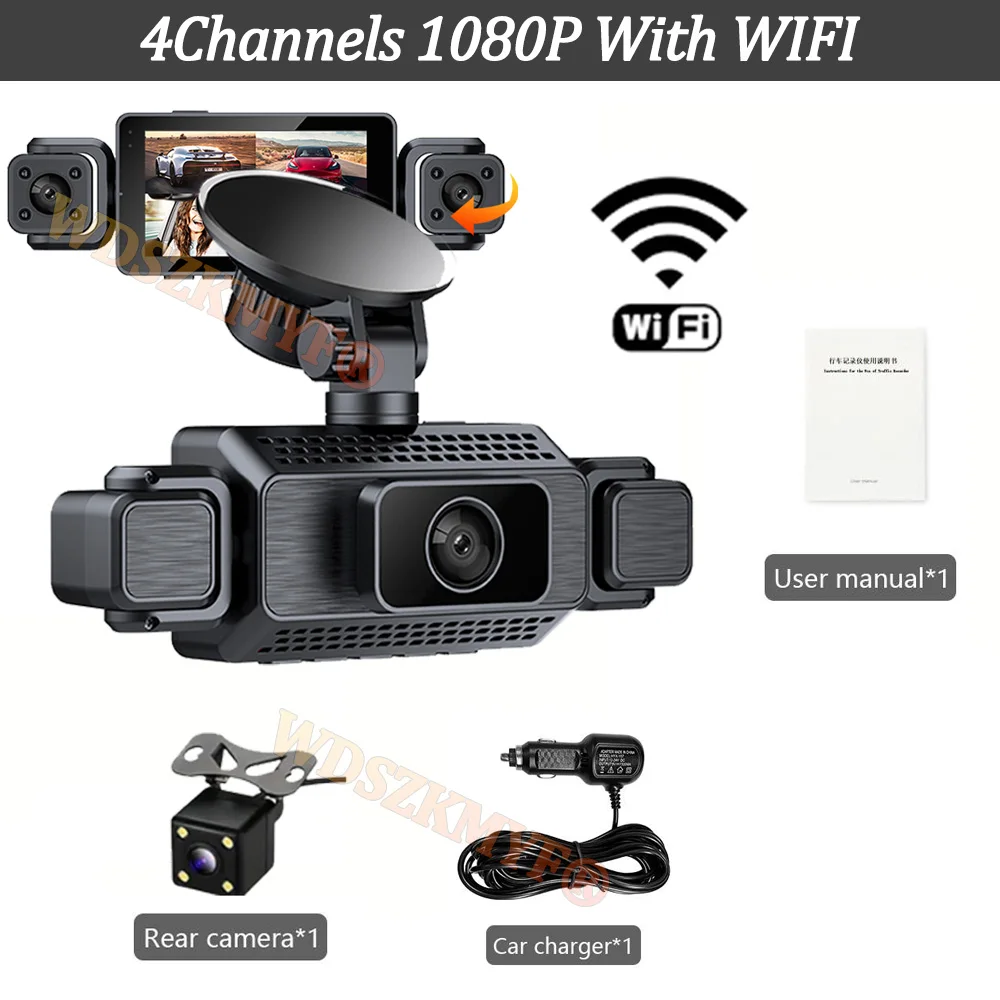 WIFI 360° DashCam 3/4 Channels Video Recorder 1080P Car DVR 24H Parking Monitor Front Right Rear View Night Vision Black Box - Image 7