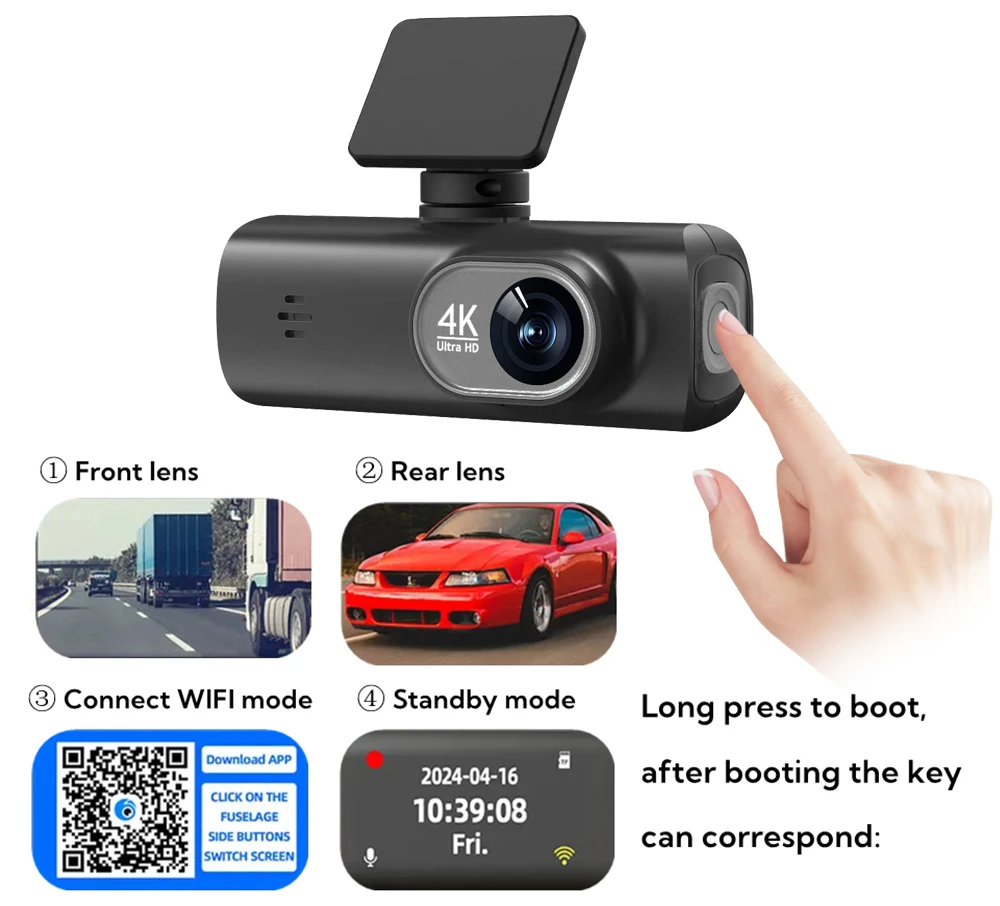Soam Dash Cam 4K+1080P Dual-channel Dash Car Camera Recorder With GPS WiFi Car DVR 24H Parking Monitor Black Box - Image 20