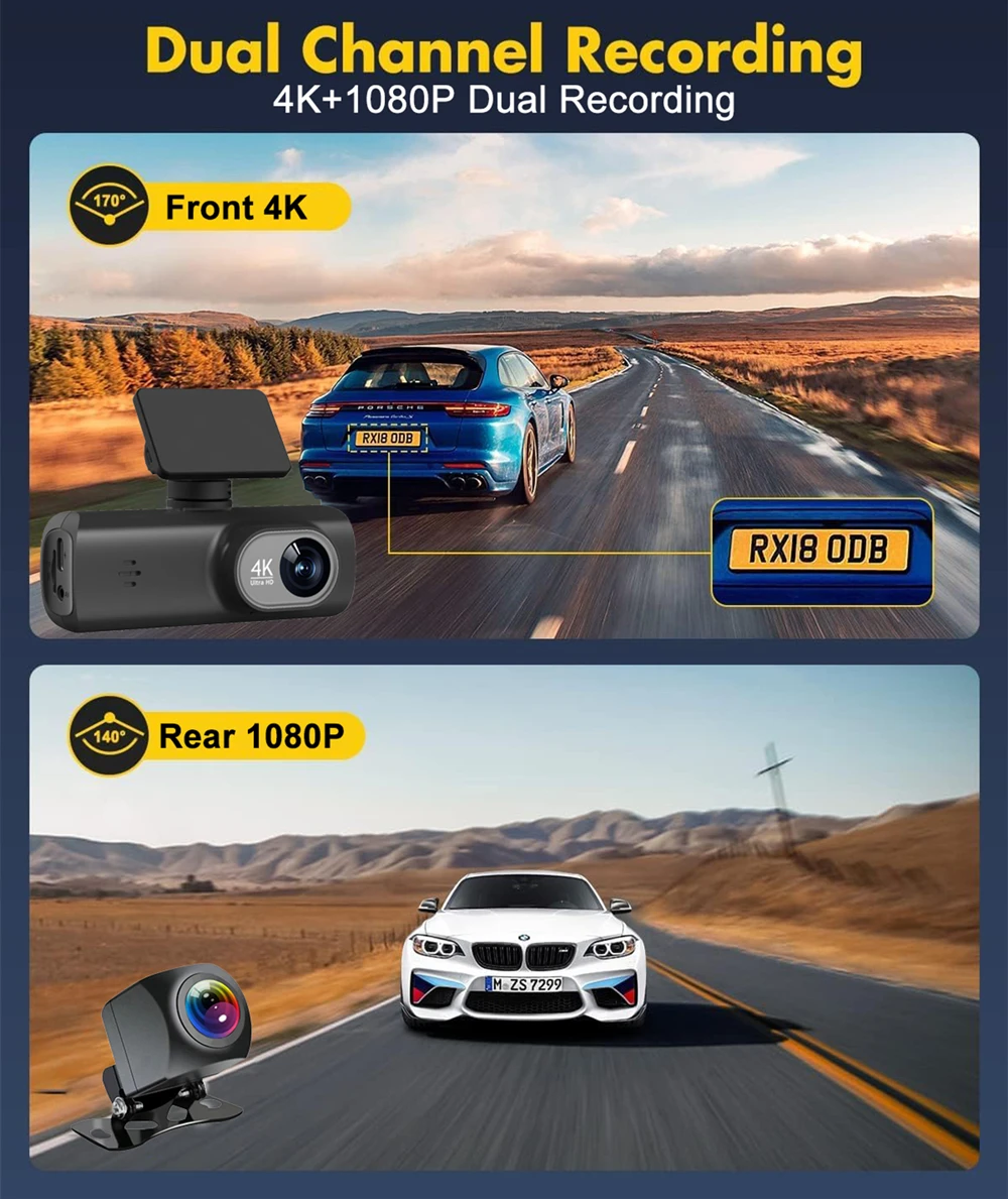 Soam Dash Cam 4K+1080P Dual-channel Dash Car Camera Recorder With GPS WiFi Car DVR 24H Parking Monitor Black Box - Image 19