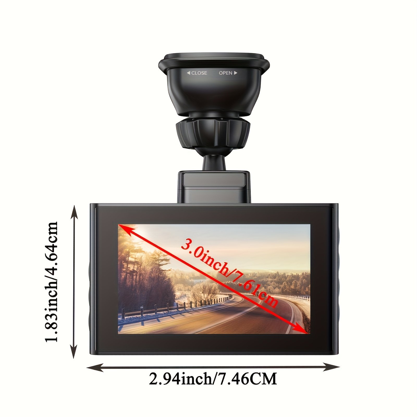 1pc Arpha Dual Dash Cam with 64GB Card, 2K Front & 1080P Rear, 3" Touch Screen, Loop Recording, Built-in WiFi & GPS, G-Sensor, Parking Mode, WDR Night Vision, Adhesive Mount, Touch Control, 12-24V, 30FPS, Smartphone Compatible, Driver Side Orientation - Image 5