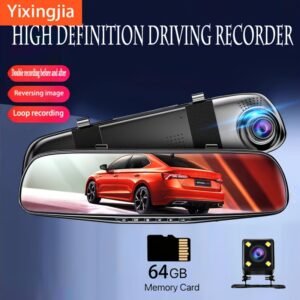 YiXingjia HD Dual Lens Car Dash Cam with Night Vision, Loop Recording, Wide Angle Dashboard Camera, Vehicle Black Box DVR for Cars and Trucks, 150mAh Rechargeable Lithium Battery, 64GB Memory Card Included, Up to 36V Car Plug Power Mode