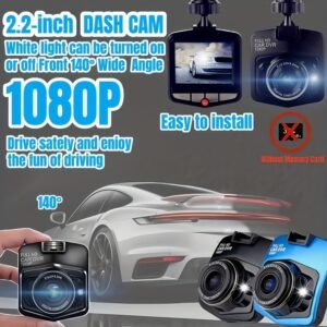 Full 1080P Wide Angle Dash Cam - Driving Recorder Car DVR with Night Vision, Gravity Sensor, Loop Recording, Motion Detection - Easy Install Suction Cup Mount, Without Memory Card - Black