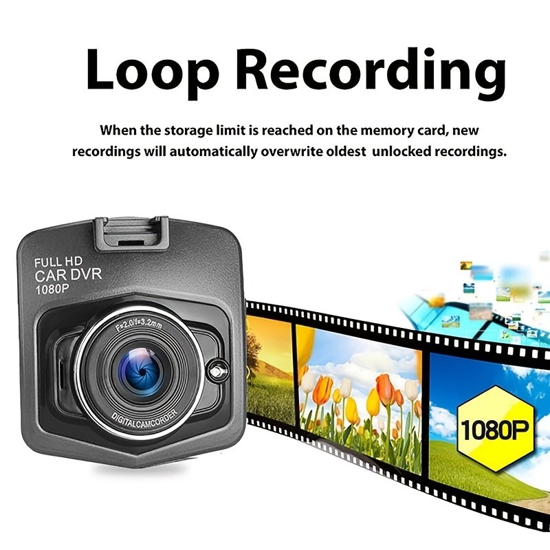 Full 1080P Wide Angle Dash Cam - Driving Recorder Car DVR with Night Vision, Gravity Sensor, Loop Recording, Motion Detection - Easy Install Suction Cup Mount, Without Memory Card - Black - Image 7